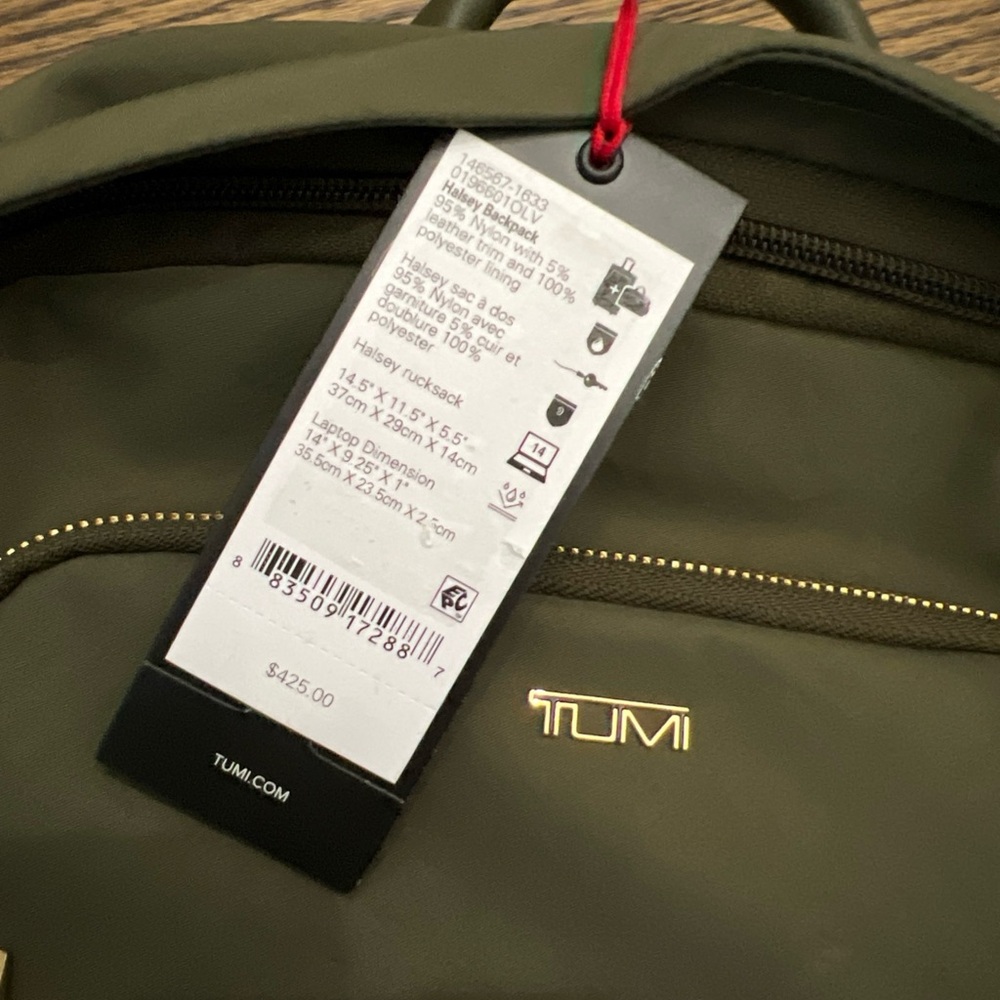 TUMI Dark Green Halsey Voyageur Backpack NWT - Picture 4 of 8